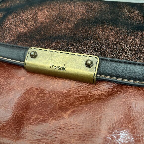The Sak Demi Teak Multi Crossbody Bag Convertible Clutch Two Tone Brown Leather - Picture 2 of 6
